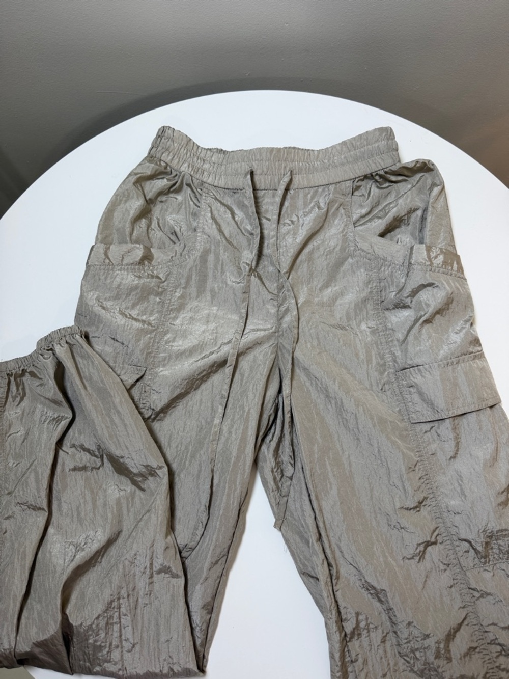 Light Taupe Cargo Joggers with Elastic Waist